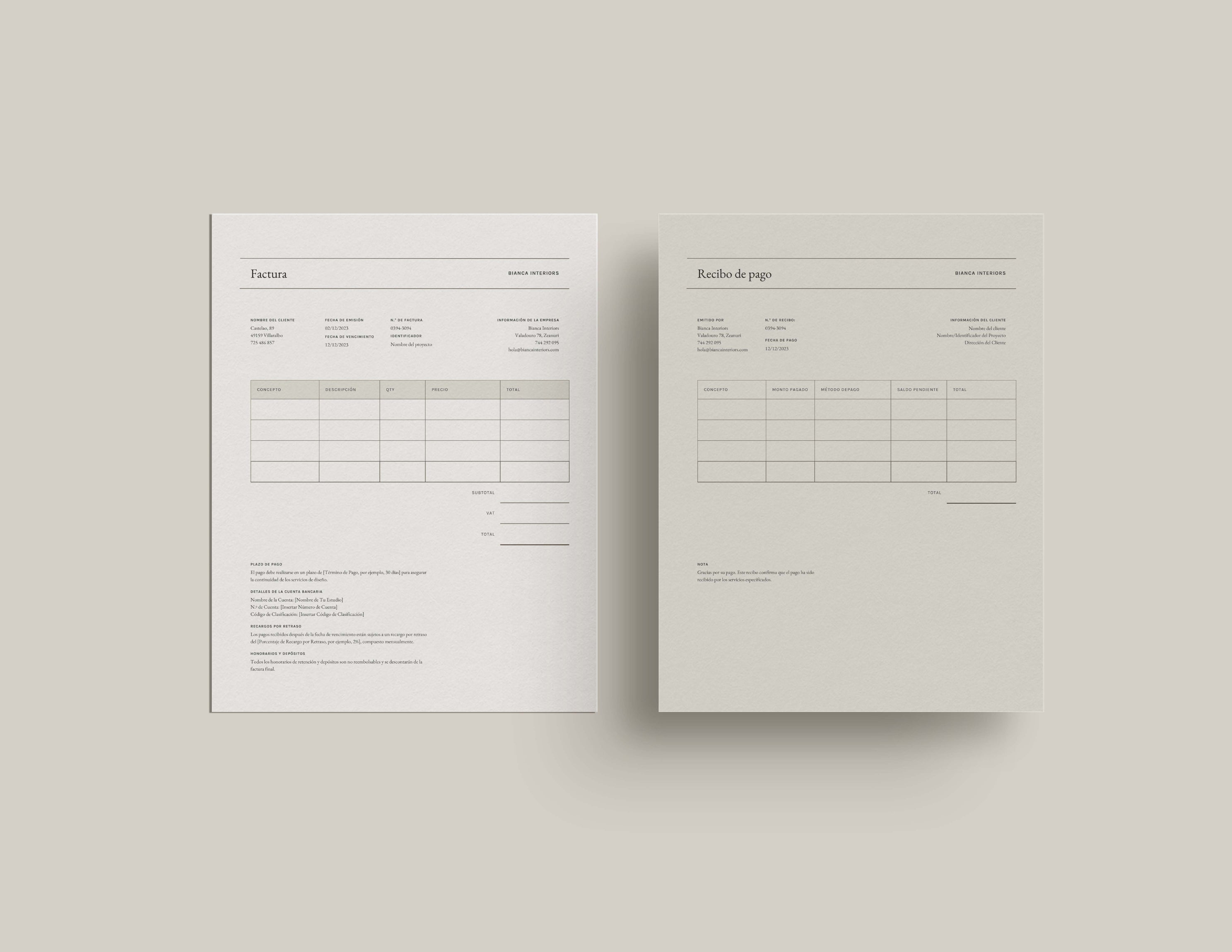 Factura y recibo de pago
